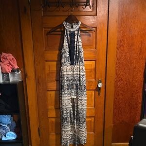 Halter Maxi Dress/romper in Navy, Baby Pink, and Cream